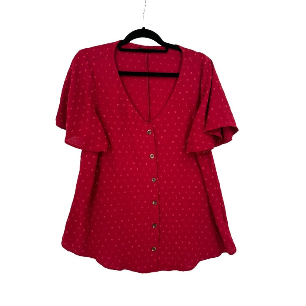 Bloom Chic Top‎ Blouse Womens Size 12 Fairy Textured Light Flutter Sleeves